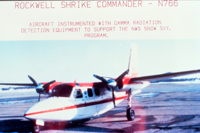 NOAA Rockwell Shrike Commander N766 outfitted with gamma radiationdetection equipment used in snow surveys