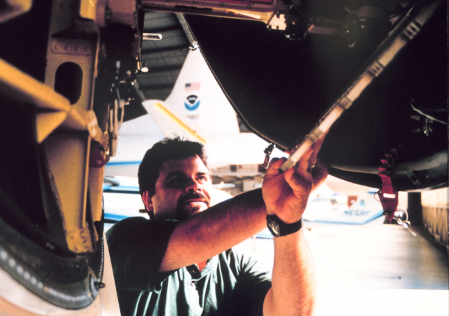 Maintenance of gear and aircraft on NOAA aircraft