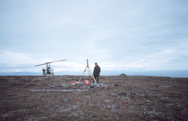 Geodimeter target set up on Alaska Peninsula