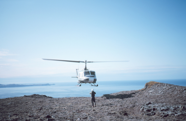 Helping guide Bell helicopter to safe landing along the Alaska Peninsula