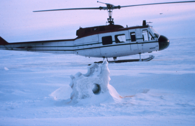NOAA helicopter N56RF operating on the frozen seas of northern Alaska