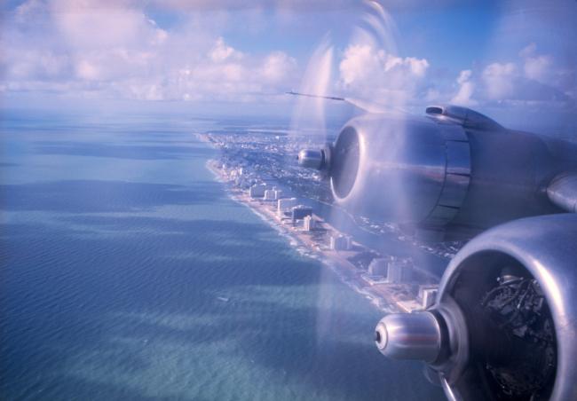 Heading east over the Miami area shoreline