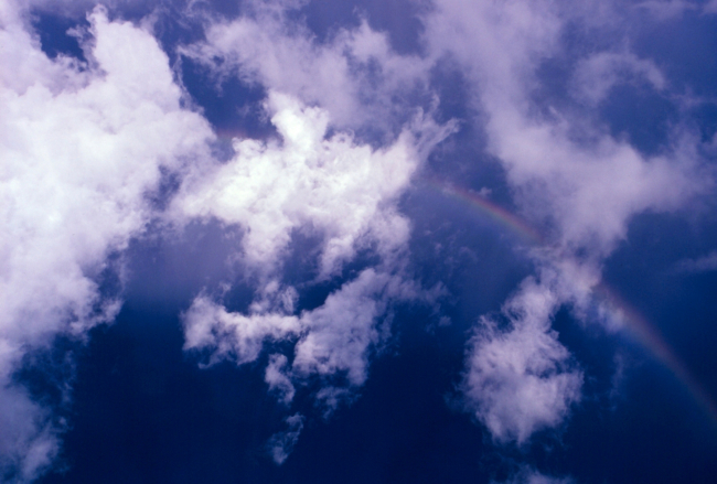 Rainbow seemingly in the clouds observed during Project Cloudilne