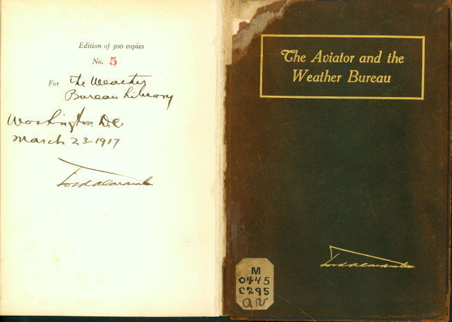 Cover of The Aviator and the Weather Bureau signed by author, Ford A