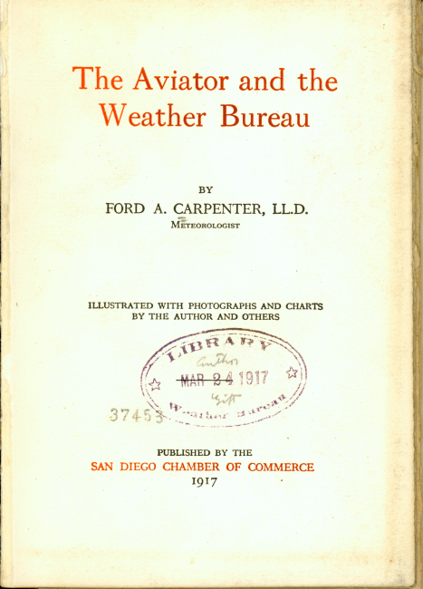 Title page of The Aviator and the Weather Bureau signed by author, Ford A