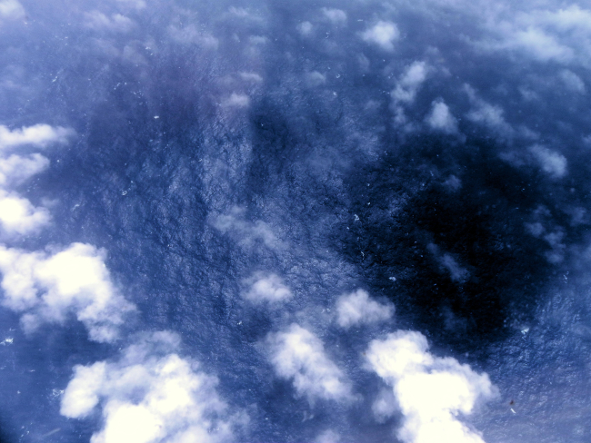 Sea surface in Hurricane Edouard seen from 8000 feet