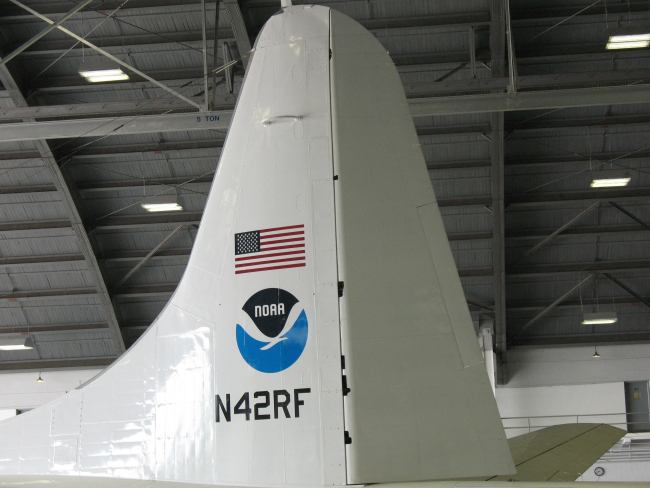 Tail of NOAA P-3 hurricane hunter N42RF