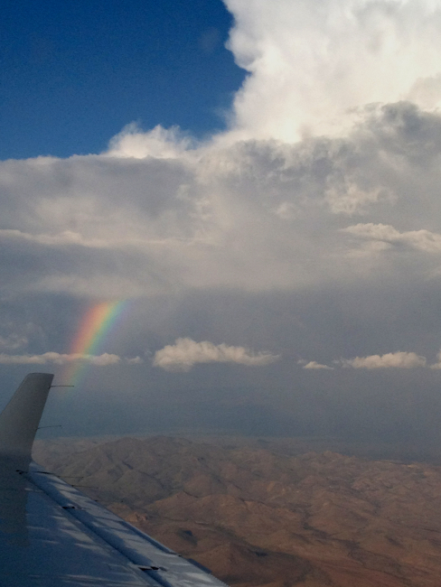 A rainbow seen over the Arizona desert from NOAA King Air (BC300 CER) N68RF