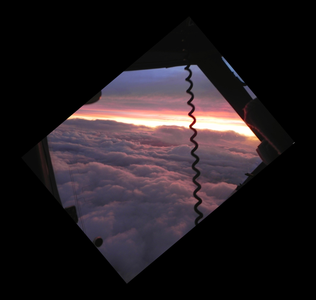 Sunset seen from cockpit during Hurricane Cristobal mission