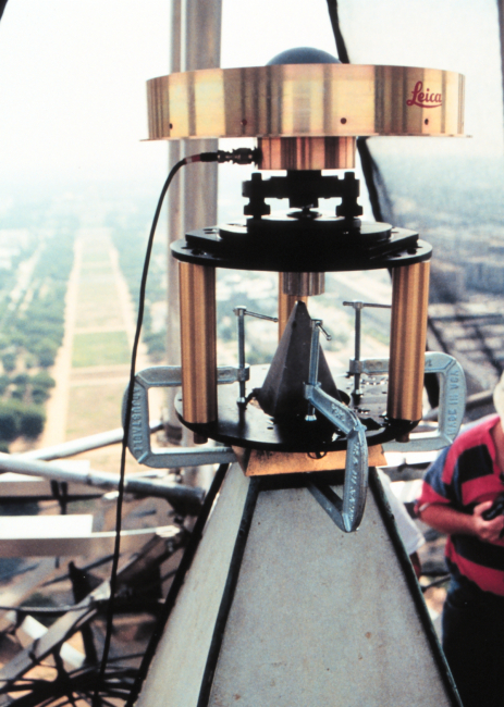 A Leica GPS receiver atop the Washington Monument