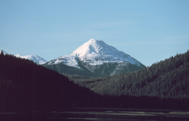 Telephoto view to the west from The Portage at the headwaters of Tenakee Inlet