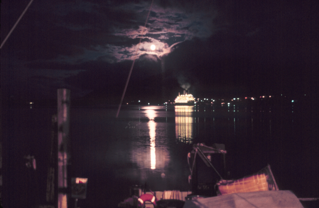Cruise ship at Juneau in the moonlight