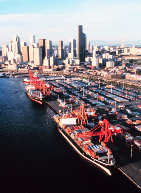 The containership piers at Seattle