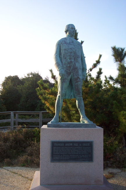Statue of Admiral Francois Joseph Paul de Grasse, admiral of the French fleetthat trapped the British Army at Yorktown in 1781, effectively ending the American Revolution with the defeat of Cornwallis