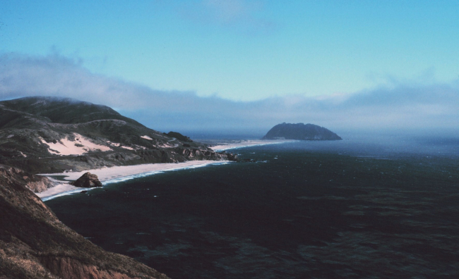 Coastal fog creeping in to Point Sur, about 25 miles south of Carmel