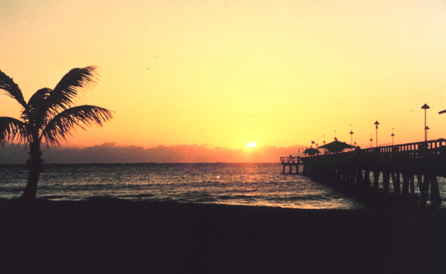 Sunset and fishing pier