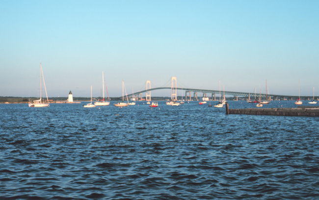 A view of the Newport Bridge