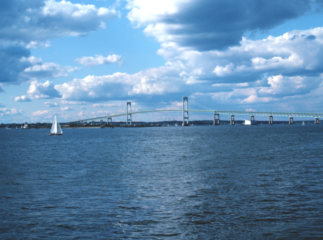 A view of the Newport Bridge