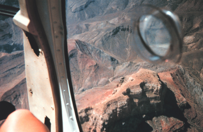 A helicopter eye's view of part of the Grand Canyon