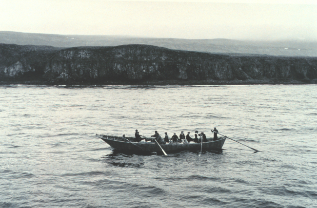A bidarrah or large skin boat off St