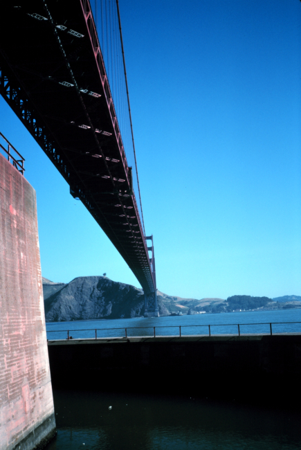 The Golden Gate Bridge as seen from the bridge's south pier looking north