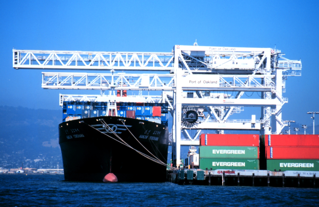 A containership at the Port of Oakland