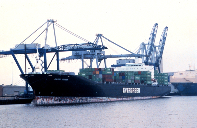 A containership at the Port of Charleston