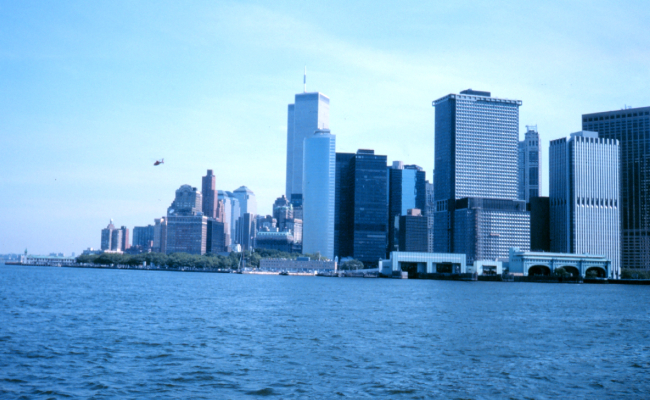 The World Trade Center and part of the New York skylineas seen from the Governor's Island Ferry