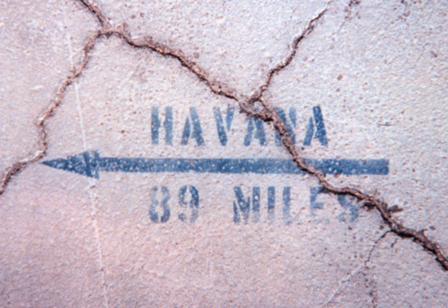 The distance and direction to Havana, Cuba, from the southernmost pier onKey West