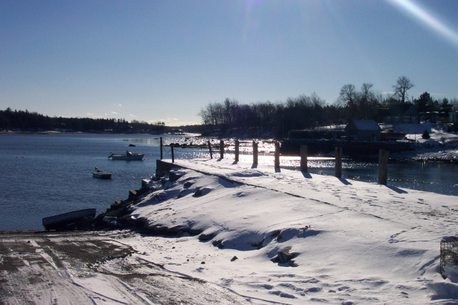 The boat ramp at South Thomaston on a bright January day