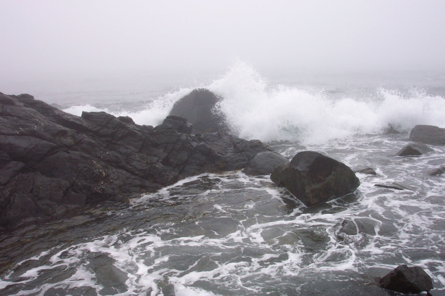 Ocean and rock doing battle below West Quoddy Head
