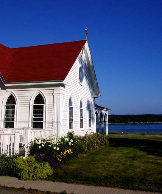 An oceanside church at Castine