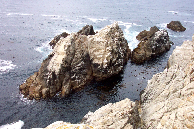 An islet of Santa Lucia Granodiorite, an erosion-resistant rock that underliesmost of the Point Lobos area