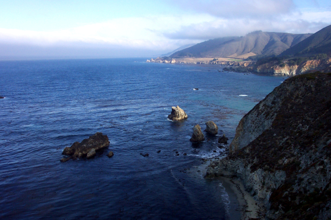 Looking north along the Big Sur coastline early in the morning