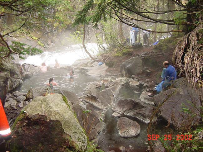 Enjoying the hot springs at Hot Springs Bay