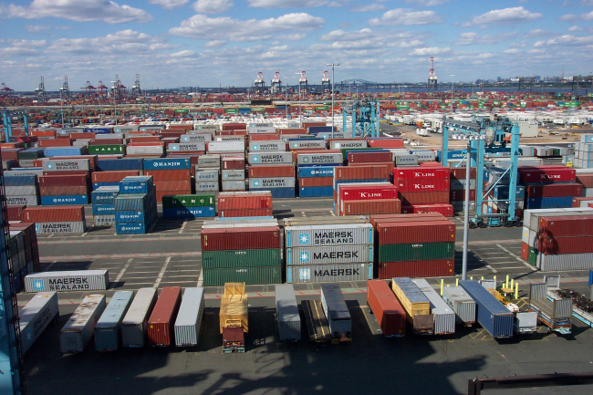 Thousands of shipping containers at the terminal at Port Elizabeth, New Jersey