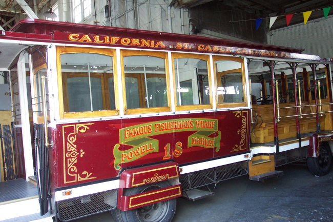 A closeup of a San Francisco Cable Car