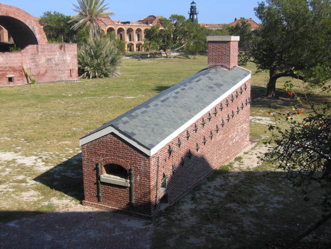 Interior buildings and the lighthouse at Fort Jefferson
