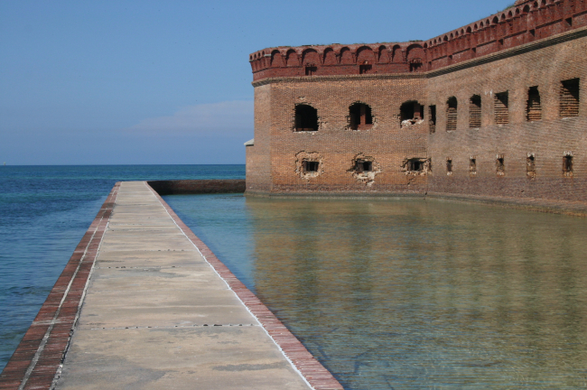 A view of the moat surrounding portions of Fort Jefferson