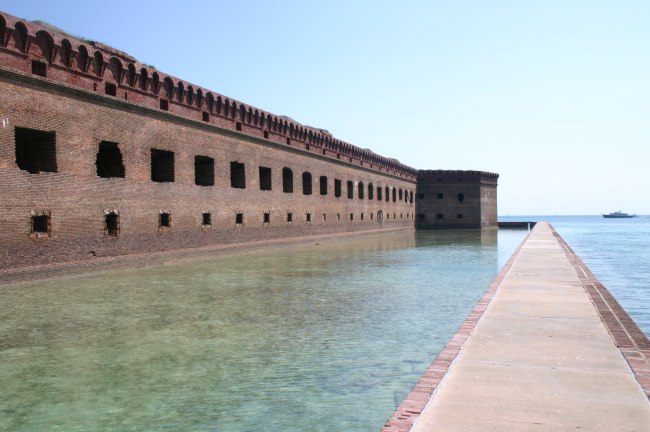 A view of the moat surrounding portions of Fort Jefferson