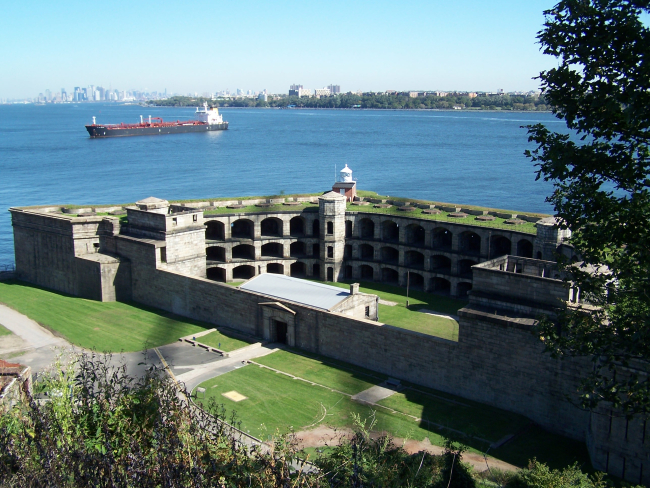 Looking down into the interior of Fort Wadsworth