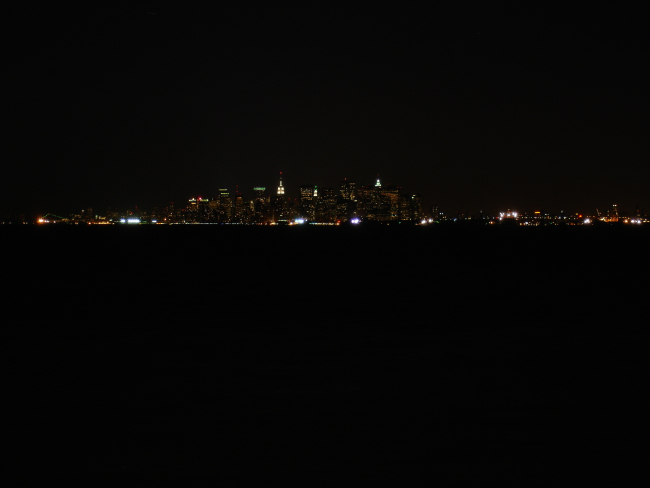 Night lights of New York City as seen from Stapleton Pier, Staten Island