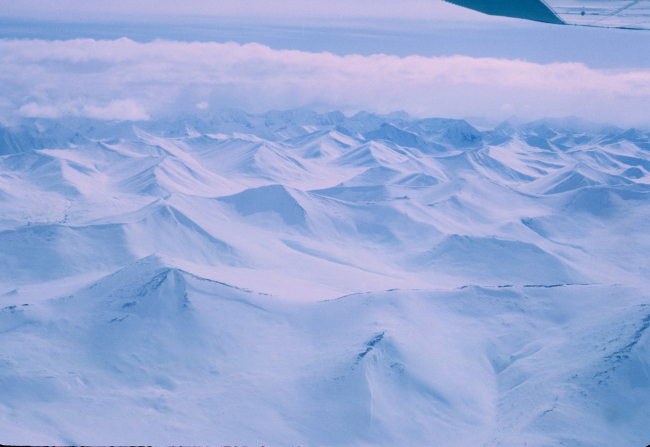 Aerial view of Alaska coast ranges between Juneau and Anchorage