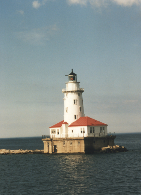 Chicago Breakwater Lighthouse on Lake Michigan