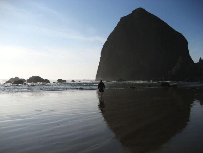 Haystack Rock at Cannon Beach at low tide