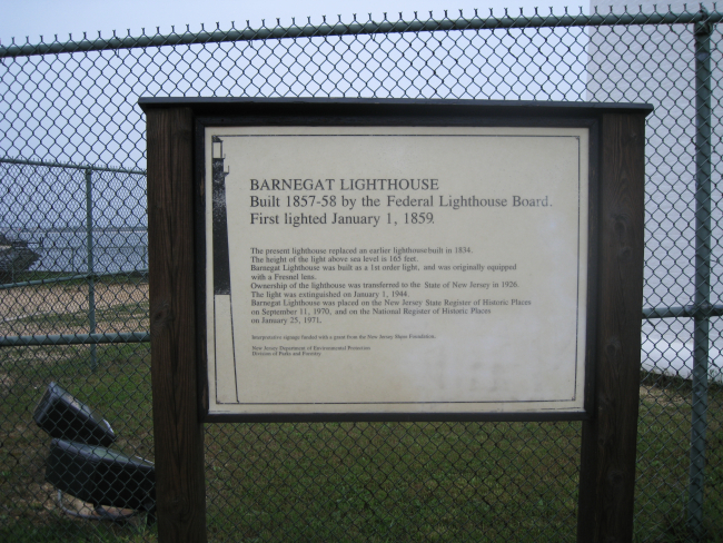 History of Barnegat Lighthouse - first illuminated January 1, 1859