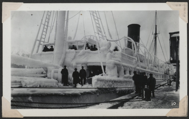 The steamer Northwestern at Juneau after encountering a winter storm