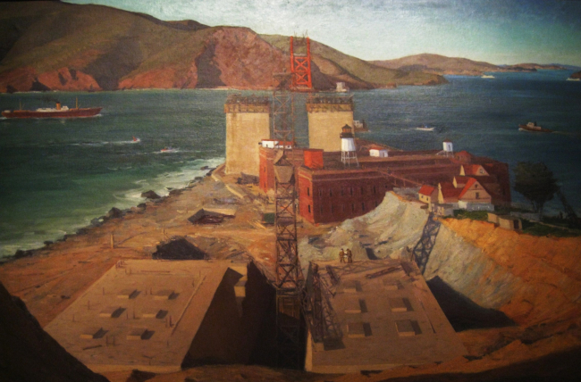 Golden Gate Bridge painted by Ray Strong in 1934