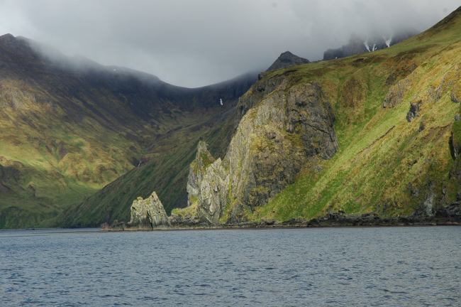 A rugged portion of the coast of Unalaska Island