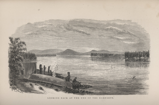 Looking back at the end of the Ramparts on the Yukon Riverfrom Alaska and Its Resources by William Healy Dall